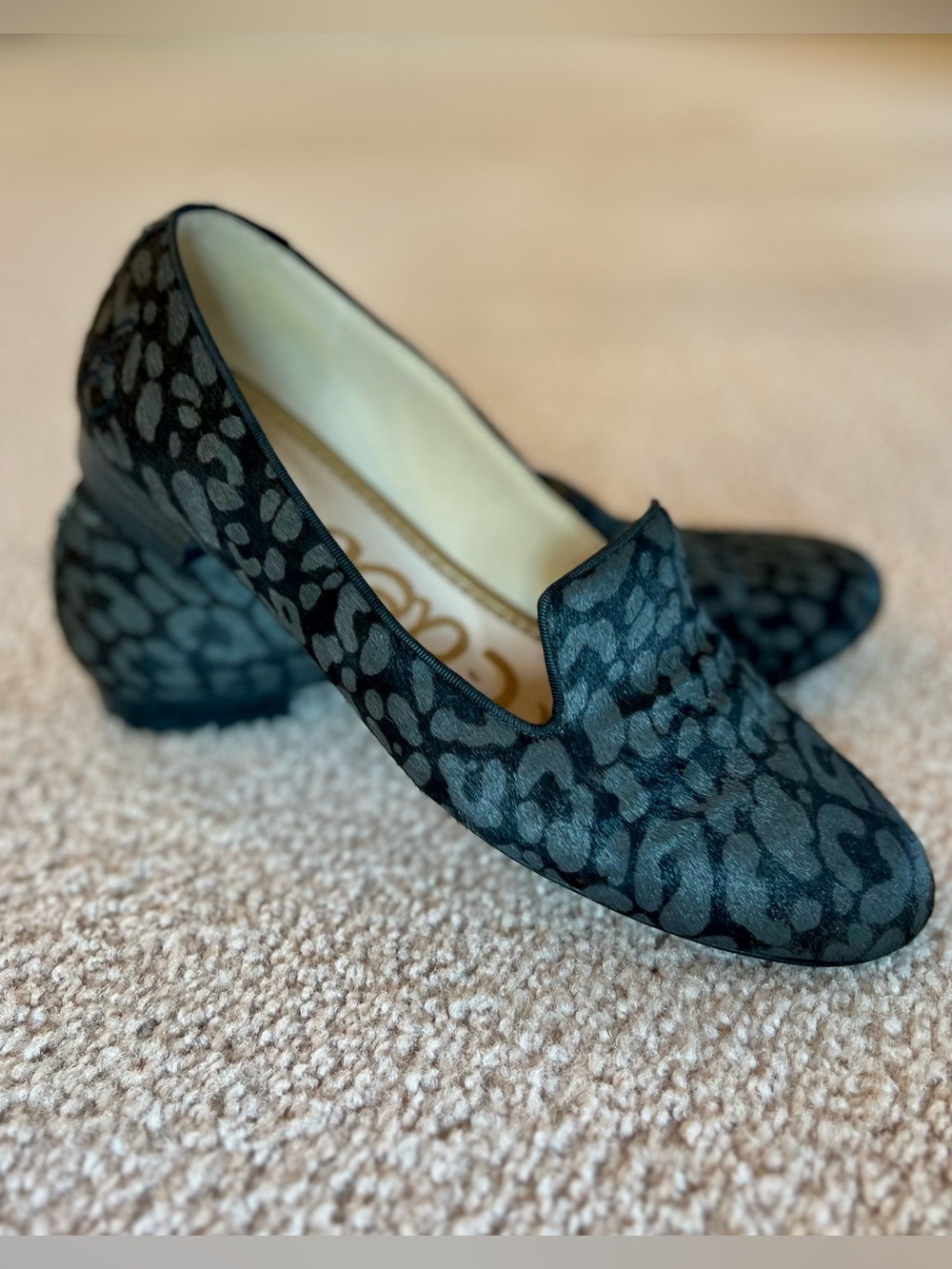 Sam Edelman “Jordy” Gray/Black Leopard Pony Hair Loafers